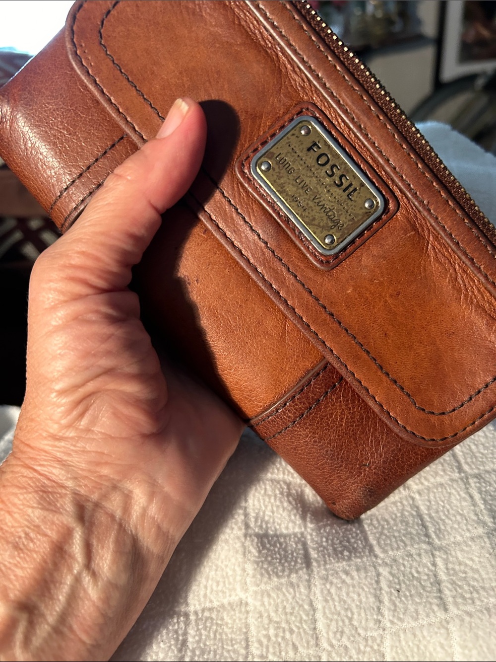 Fossil Brown leather wallet “Long live Vintage” - Picture 17 of 17
